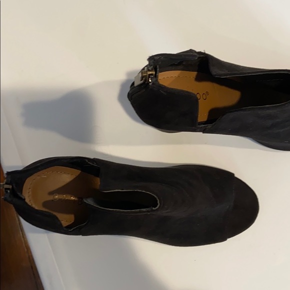 Black velvet open toe heel booties - Picture 4 of 6